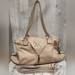 Kardashian Kollection Tan Shoulder Bag with Gold Chain